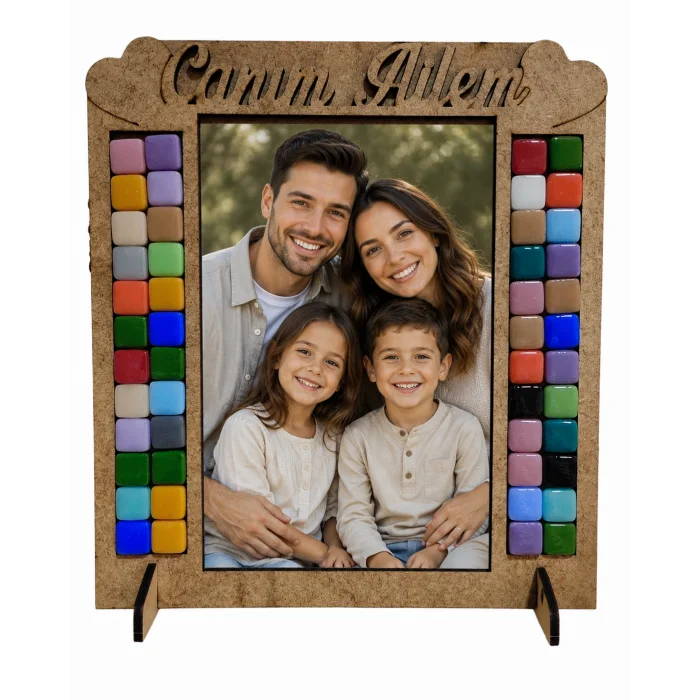 Canım Ailem Mozaik Çerçeve Seti | Aile Temalı Fotoğraf Çerçevesi Etkinlik Ürünü | MDF Mozaik Çerçeve
