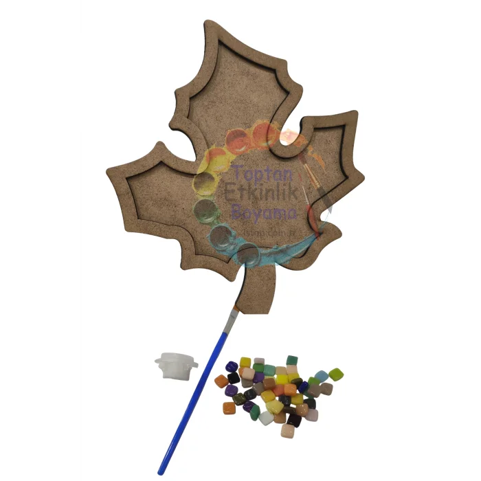 Çınar Yaprağı Mozaik Yapma Seti | MDF Mozaik Baz | Mozaik Taş Etkinlik Ürünü
