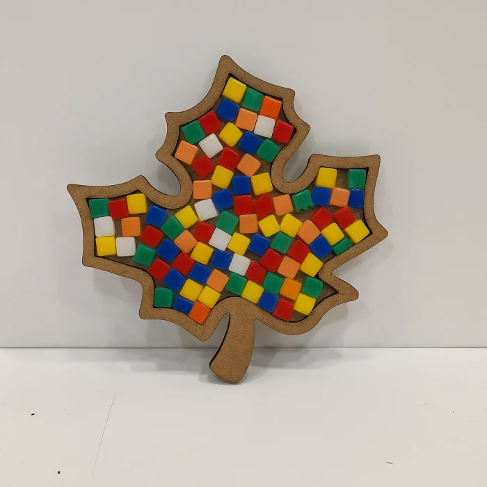 Çınar Yaprağı Mozaik Yapma Seti | MDF Mozaik Baz | Mozaik Taş Etkinlik Ürünü