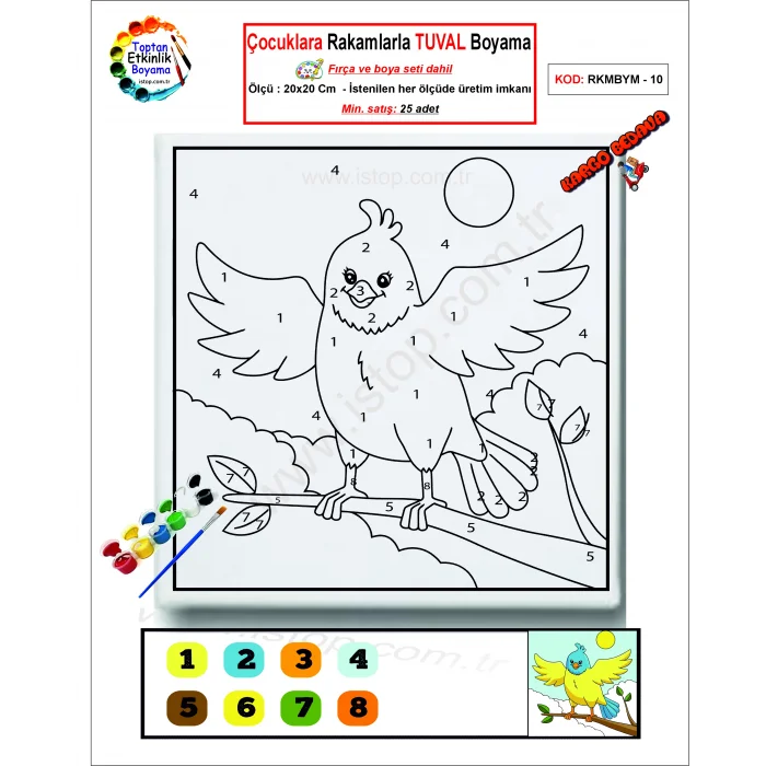 Çocuklara Rakamlarla Tuval Boyama Seti