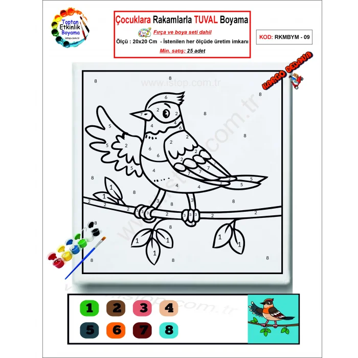 Çocuklara Rakamlarla Tuval Boyama Seti