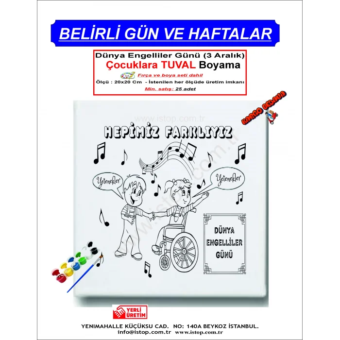 Dünya Engelliler Günü Tuval Boyama Seti - Belirli Gün ve Haftalar İçin Özel Tuval Boyama Setleri