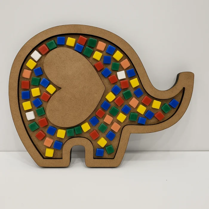 Fil Mozaik Yapma Seti | MDF Mozaik Baz | Mozaik Taş Etkinlik Ürünü