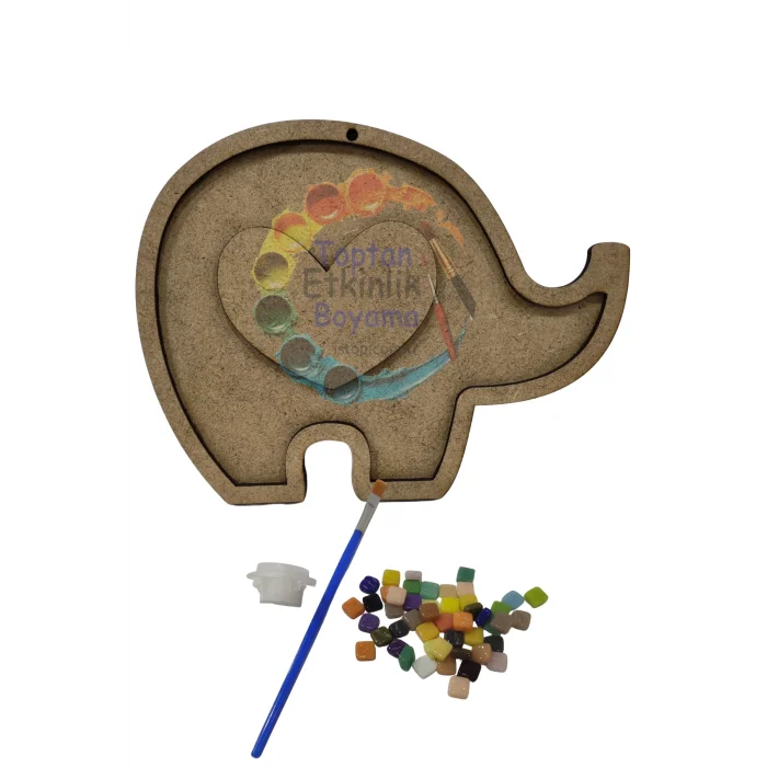 Fil Mozaik Yapma Seti | MDF Mozaik Baz | Mozaik Taş Etkinlik Ürünü