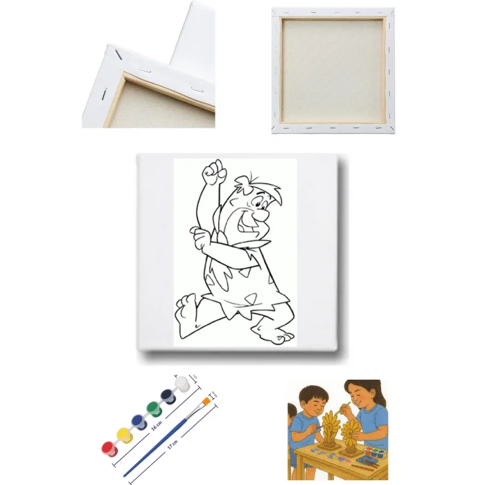 Fred Çakmaktaş 2 | Taş Devri | Tuval Seti – Atölye Etkinlik 20x20 Tuval (6’lı Boya + Fırça Dahil)