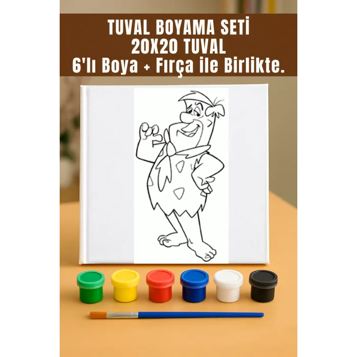 Fred Çakmaktaş | Taş Devri | Tuval Seti – Atölye Etkinlik 20x20 Tuval (6’lı Boya + Fırça Dahil)