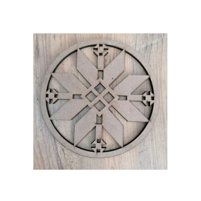 Geometrik Desenli Oval MDF Kasnak Dekoratif Ürün - 4 mm
