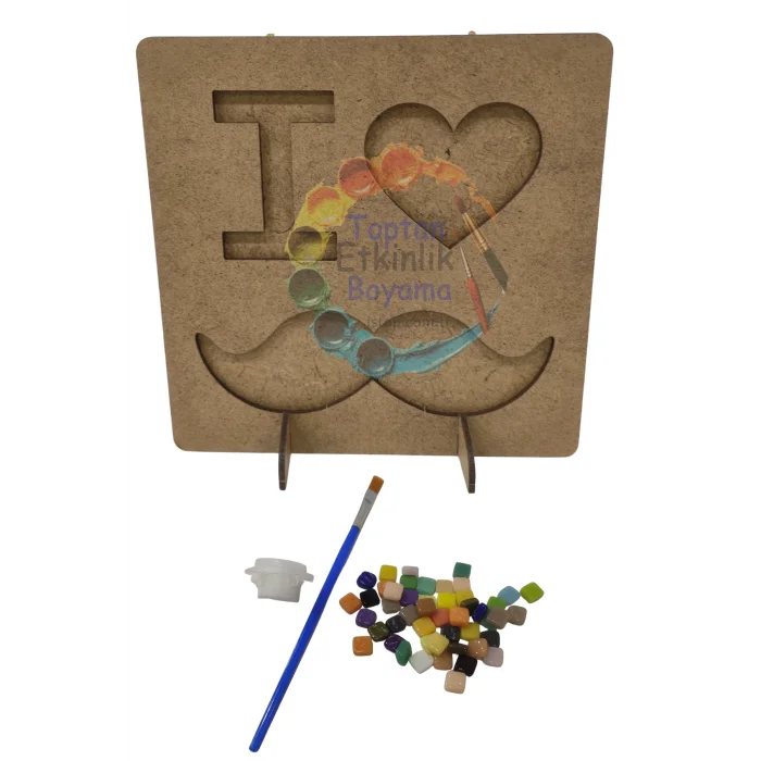 I Love Baba Mozaik Yapma Seti – Babalar Günü Özel | MDF Mozaik Baz + Mozaik Taş Seti