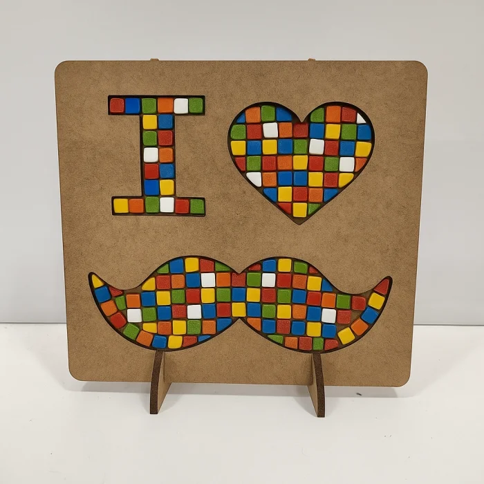 I Love Baba Mozaik Yapma Seti – Babalar Günü Özel | MDF Mozaik Baz + Mozaik Taş Seti