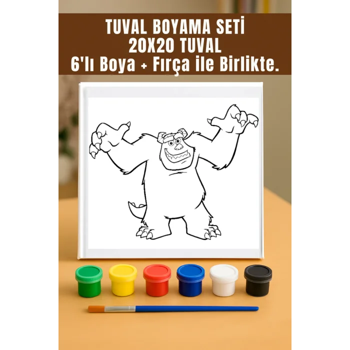 James Temalı Tuval Seti | Sevimli Canavarlar | Atölye Etkinlik 20x20 Tuval (6’lı Boya + Fırça Dahil)