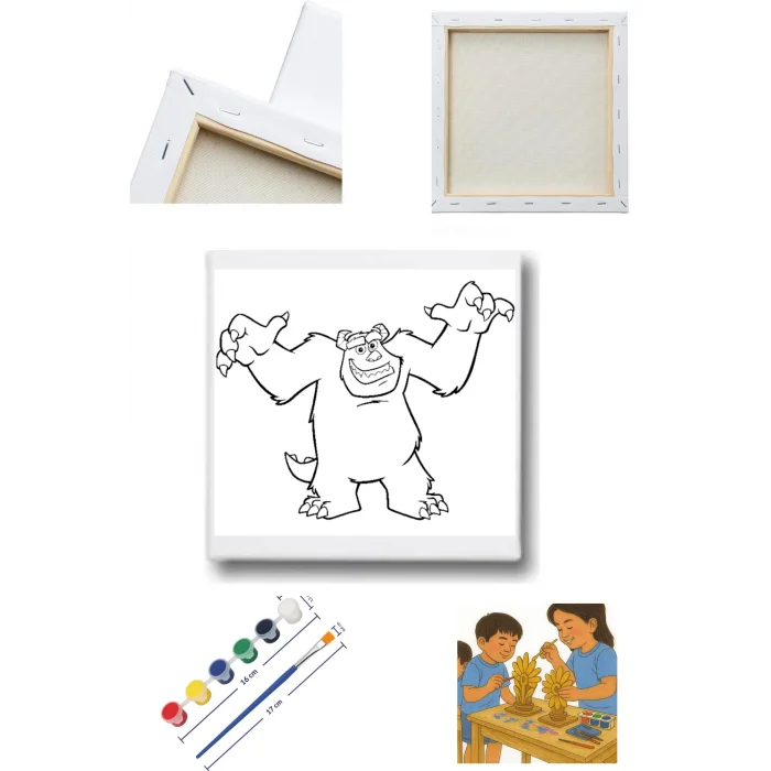 James Temalı Tuval Seti | Sevimli Canavarlar | Atölye Etkinlik 20x20 Tuval (6’lı Boya + Fırça Dahil)