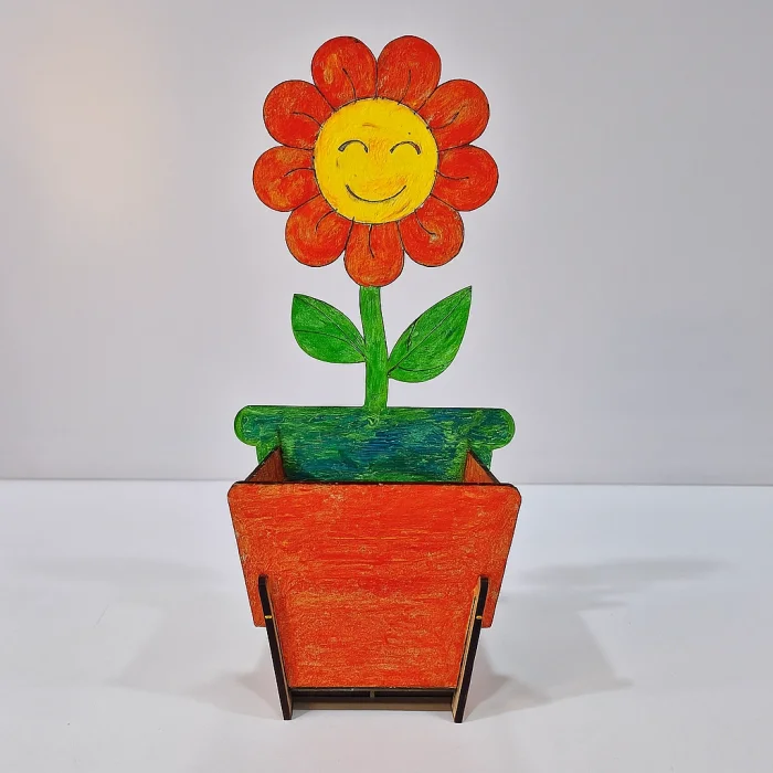 Kalemlik Saksı Ahşap Boyama Seti | Çocuklar İçin Eğlenceli ve Papatya Kalemlik Yapımı | MDF Hobi ve Atölye (TOPTAN)