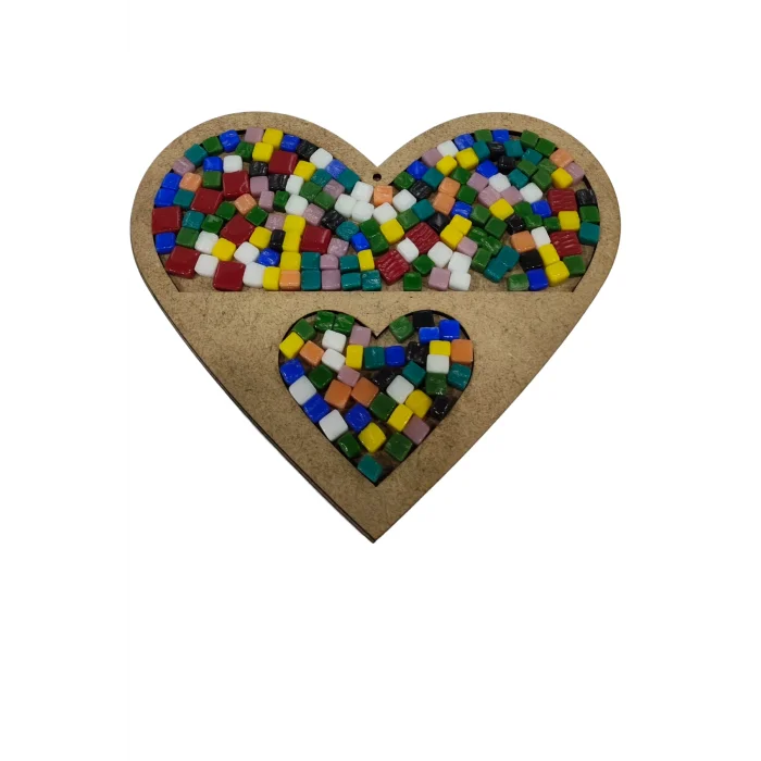 Kalp Mozaik Baz + Mozaik Taş Seti – Çocuklar İçin Eğitici ve Eğlenceli Mozaik Sanat Etkinliği | MDF Figürlü Toptan Ürün