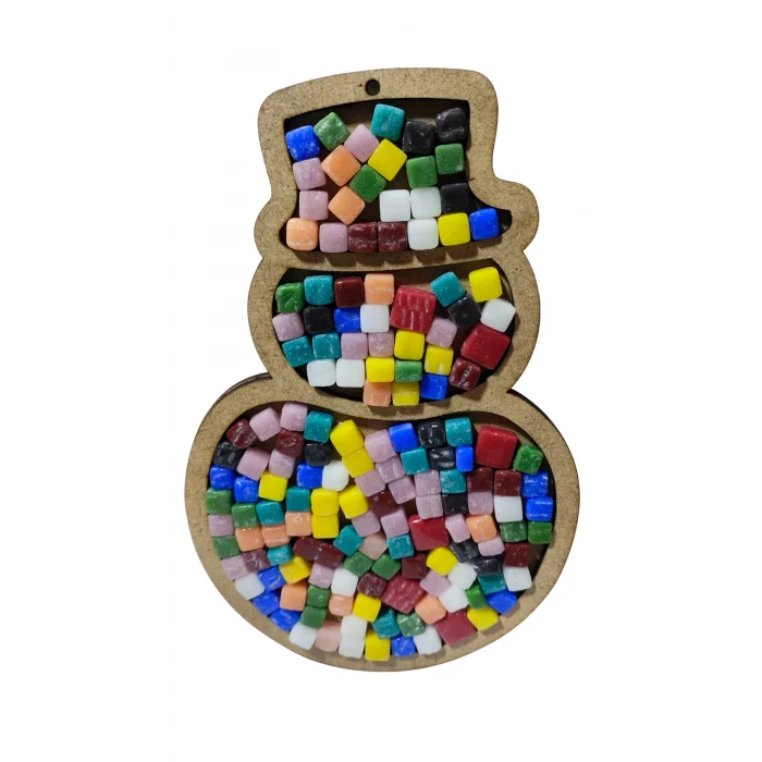 Kardan Adam Mozaik Seti – MDF Mozaik Baz ve Renkli Mozaik Taşları | Kış Etkinlikleri İçin Toptan