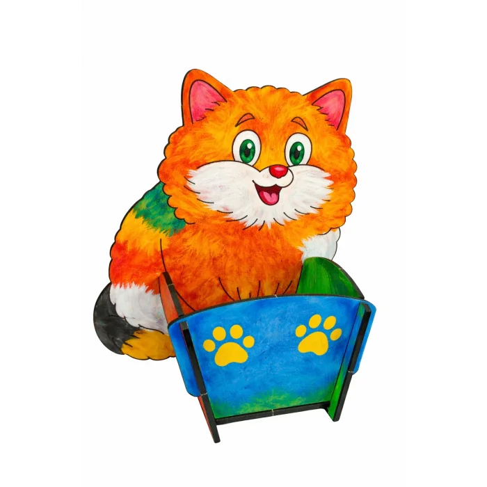 Kedi Kalemlik Ahşap Boyama Seti | Çocuklar İçin Eğlenceli | MDF Hobi ve Atölye