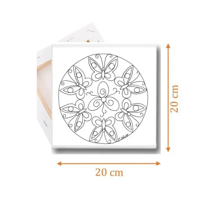 Kelebek Mandala Tuval Seti – Atölye Etkinlik 20x20 Tuval (6’lı Boya + Fırça Dahil)