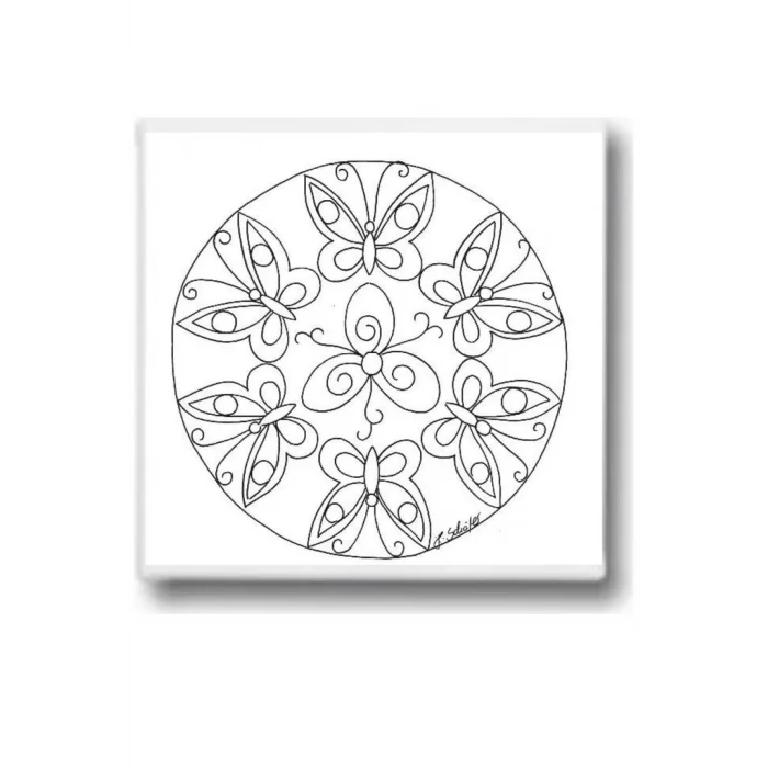 Kelebek Mandala Tuval Seti – Atölye Etkinlik 20x20 Tuval (6’lı Boya + Fırça Dahil)