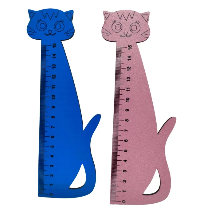 Kişiye Özel Kedi Cetvel | İsim Yazılı Ahşap Öğrenci Cetveli | 19 cm MDF Cetvel