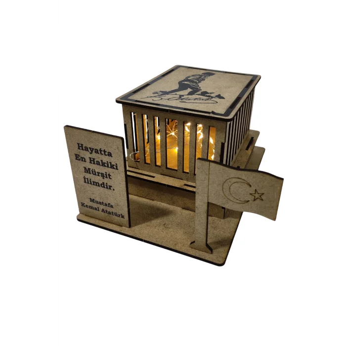 LED’li Yazılı Anıtkabir Ahşap Boyama Seti | Atatürk Temalı Işıklı MDF Etkinlik Ürünü (Demonte)