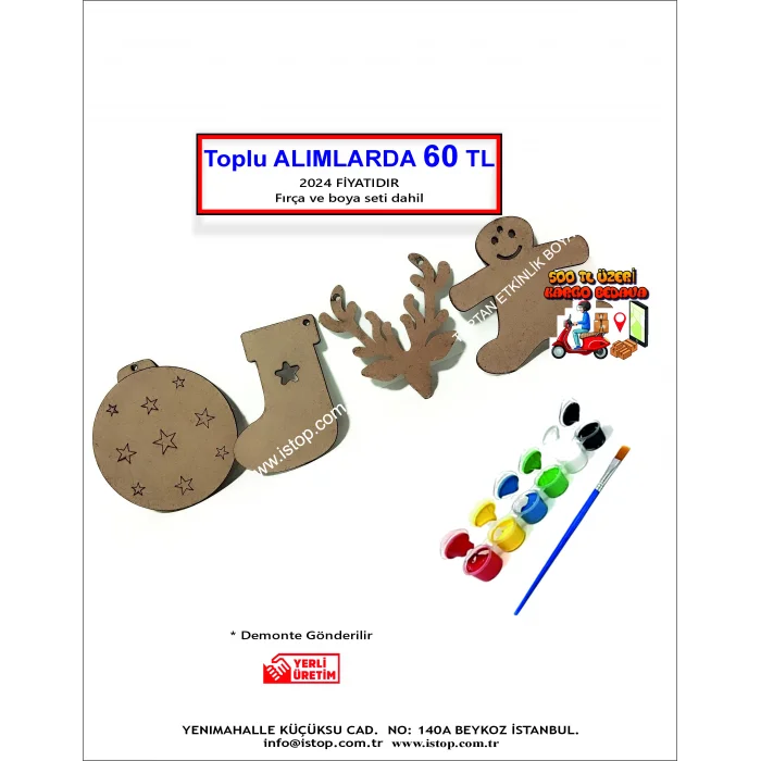 MDF Boyama Seti – Yılbaşı Figürleri - Toptan Ahşap Boyama