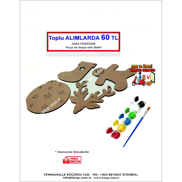 MDF Boyama Seti – Yılbaşı Figürleri - Toptan Ahşap Boyama