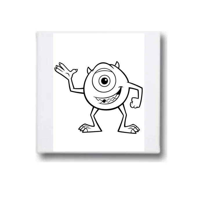 Mike Wazowski Temalı Tuval Seti | Atölye Etkinlik 20x20 Tuval (6’lı Boya + Fırça Dahil)