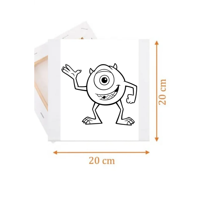 Mike Wazowski Temalı Tuval Seti | Atölye Etkinlik 20x20 Tuval (6’lı Boya + Fırça Dahil)