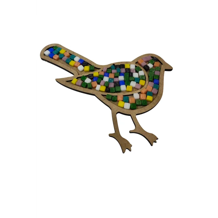 Oturan Kuş Mozaik Yapma Seti | MDF Mozaik Baz | Mozaik Taş Etkinlik Ürünü
