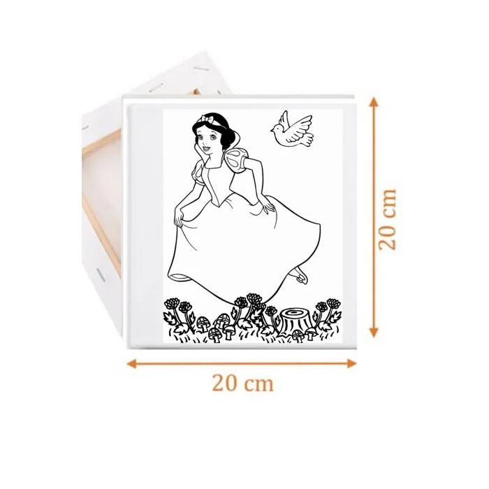 Pamuk Prenses 2 Temalı Tuval Seti | Atölye Etkinlik 20x20 Tuval (6’lı Boya + Fırça Dahil)