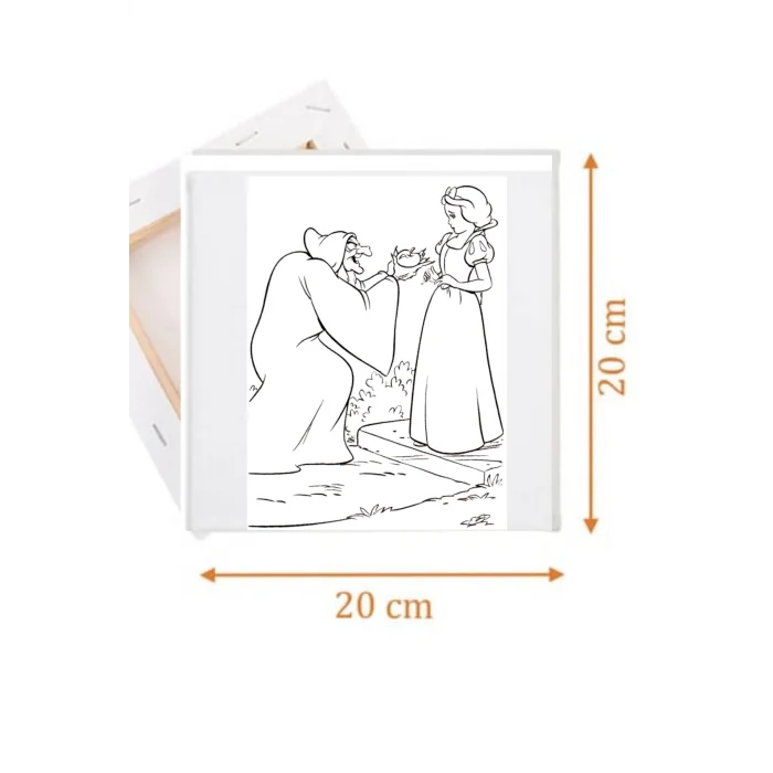 Pamuk Prenses 3 Temalı Tuval Seti | Atölye Etkinlik 20x20 Tuval (6’lı Boya + Fırça Dahil)