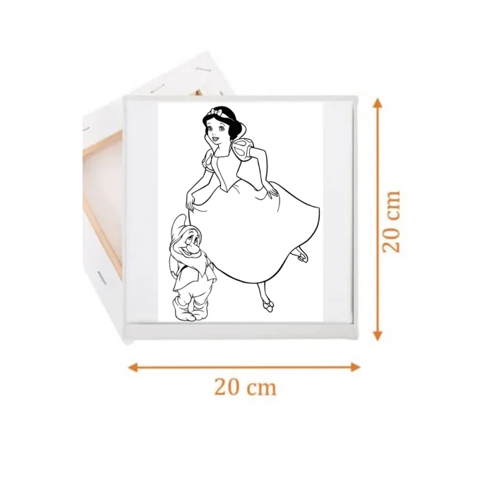 Pamuk Prenses Temalı Tuval Seti | Atölye Etkinlik 20x20 Tuval (6’lı Boya + Fırça Dahil)