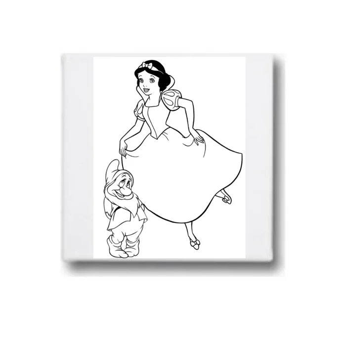 Pamuk Prenses Temalı Tuval Seti | Atölye Etkinlik 20x20 Tuval (6’lı Boya + Fırça Dahil)