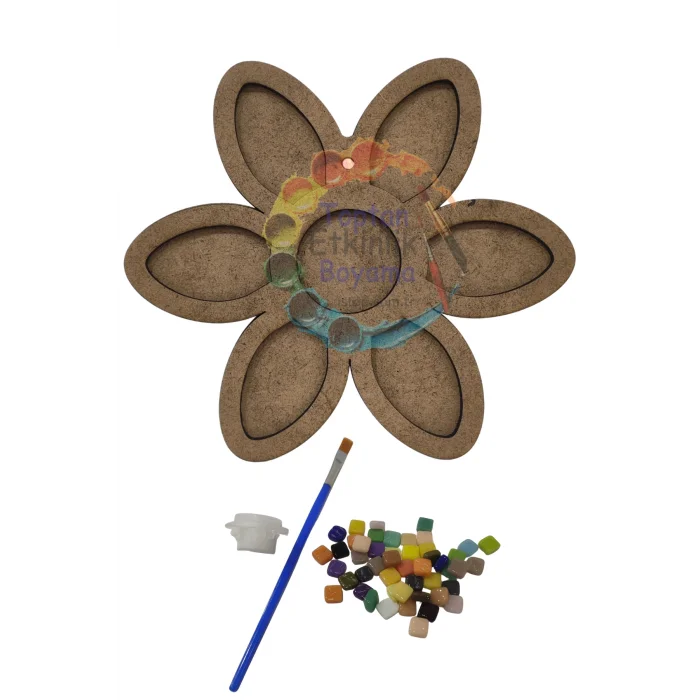 Papatya Mozaik Yapma Seti | MDF Mozaik Baz | Mozaik Taş Etkinlik Ürünü