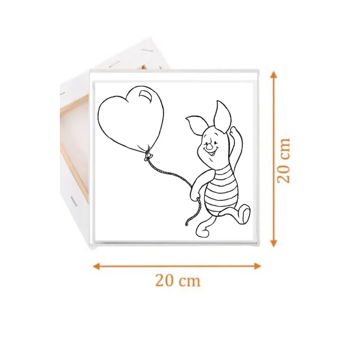 Piglet Temalı Tuval Seti | Atölye Etkinlik 20x20 Tuval (6’lı Boya + Fırça Dahil)