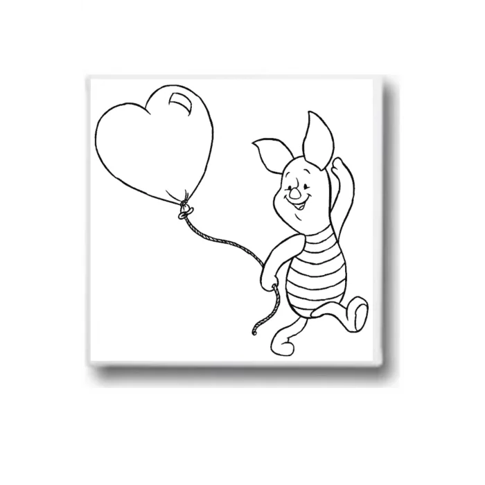 Piglet Temalı Tuval Seti | Atölye Etkinlik 20x20 Tuval (6’lı Boya + Fırça Dahil)