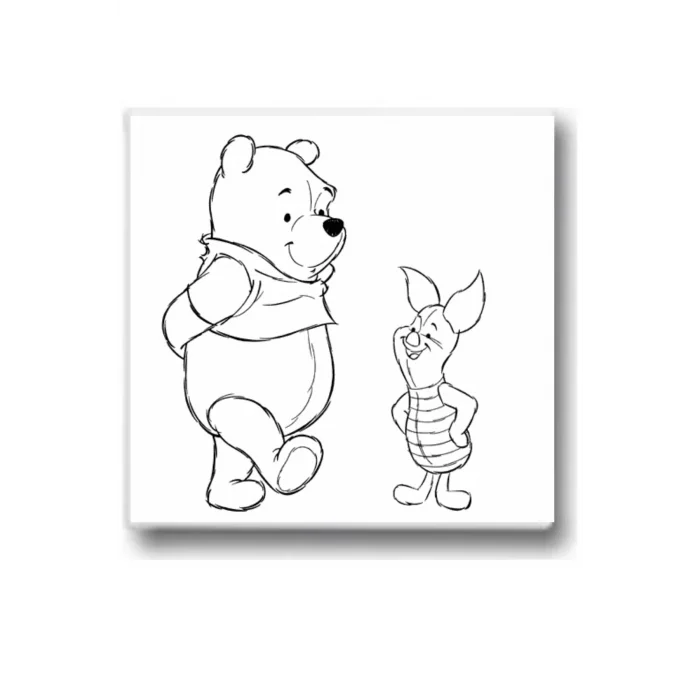 Piglet ve Pooh Temalı Tuval Seti | Atölye Etkinlik 20x20 Tuval (6’lı Boya + Fırça Dahil)