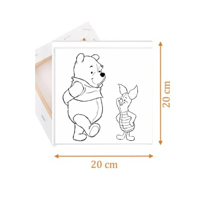Piglet ve Pooh Temalı Tuval Seti | Atölye Etkinlik 20x20 Tuval (6’lı Boya + Fırça Dahil)