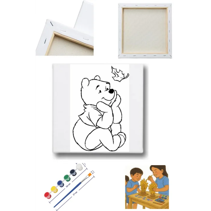 Wendy Pooh 2 Temalı Tuval Seti | Atölye Etkinlik 20x20 Tuval (6’lı Boya + Fırça Dahil)