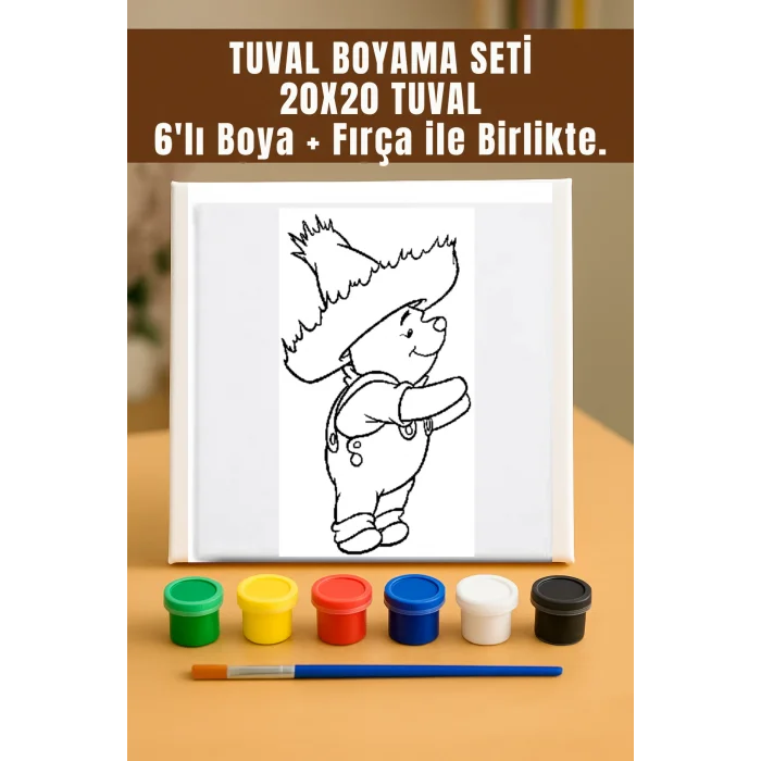 Wendy Pooh | Seti – Desenli Mandala Temalı 20x20 Tuval (6’lı Boya + Fırça Dahil)