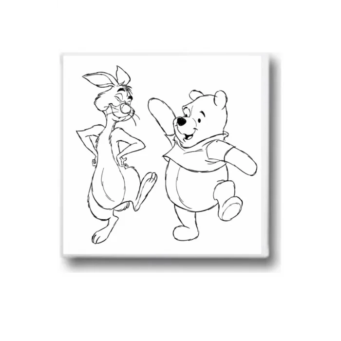 Pooh ve Rapid Temalı Tuval Seti | Atölye Etkinlik 20x20 Tuval (6’lı Boya + Fırça Dahil)