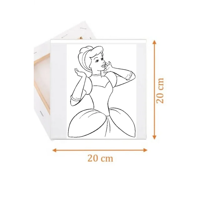 Prenses Temalı Tuval Seti | Atölye Etkinlik 20x20 Tuval (6’lı Boya + Fırça Dahil)