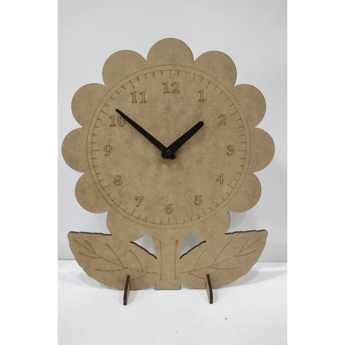 Saat Çiçek Ahşap Boyama Seti | Çocuklar İçin Eğitici Boyama ve Atölye Etkinliği | MDF Saat (Demonte)