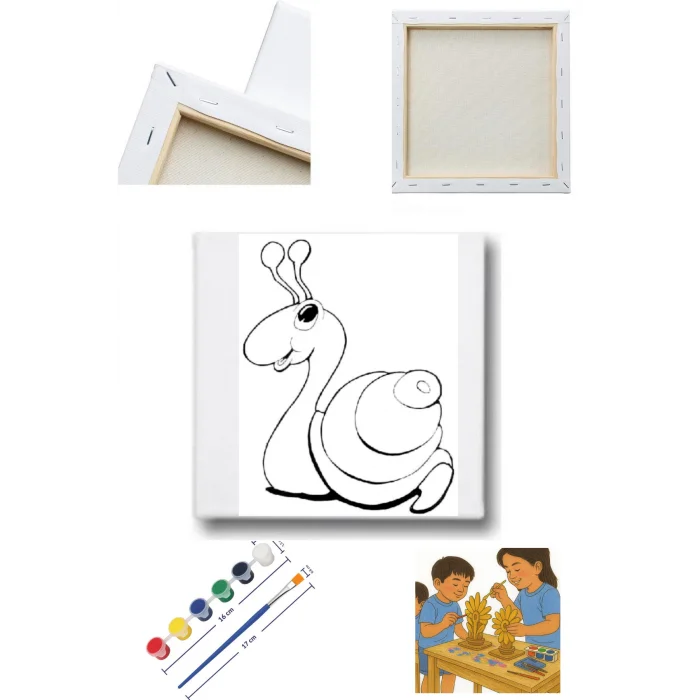 Salyangoz Temalı Tuval Seti | Atölye Etkinlik 20x20 Tuval (6’lı Boya + Fırça Dahil)