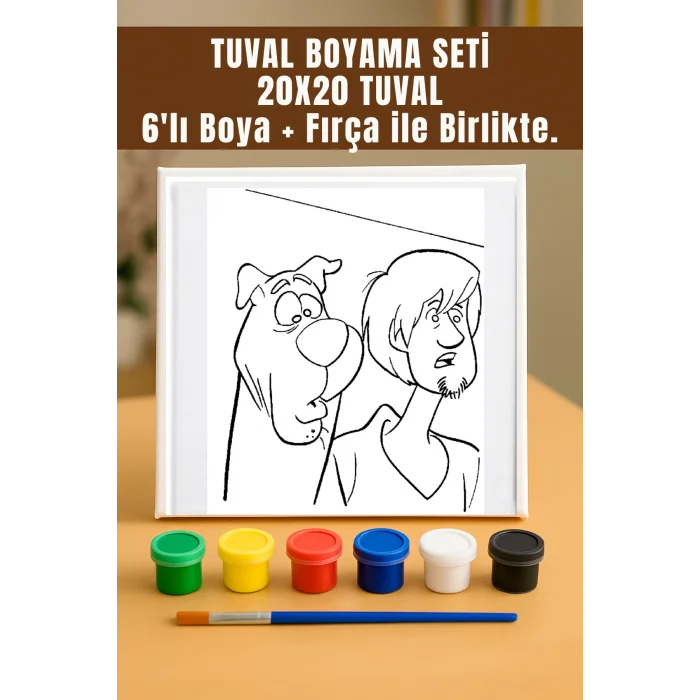 Scobby Doo Temalı Tuval Seti | Atölye Etkinlik 20x20 Tuval (6’lı Boya + Fırça Dahil)