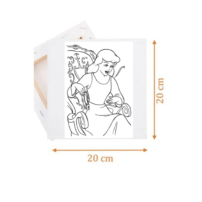 Sinderella 2 Tuval Seti | Atölye Etkinlik 20x20 Tuval (6’lı Boya + Fırça Dahil)