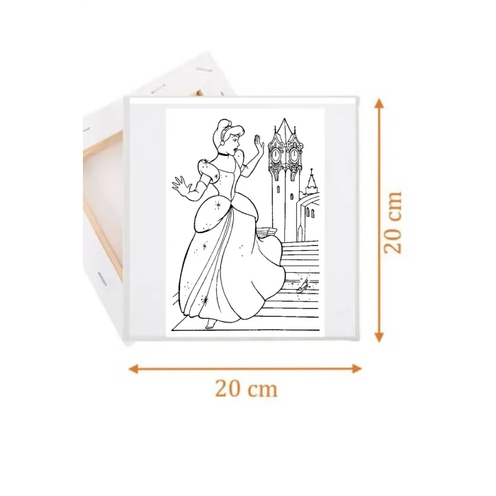 Sinderella Tuval Seti | Atölye Etkinlik 20x20 Tuval (6’lı Boya + Fırça Dahil)
