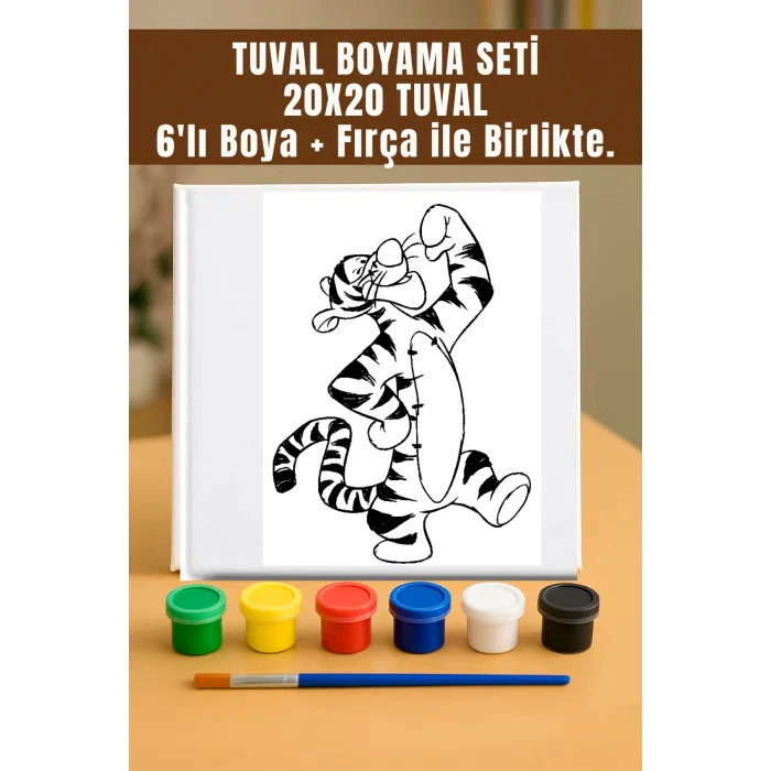 Tiger Tuval Seti | Atölye Etkinlik 20x20 Tuval (6’lı Boya + Fırça Dahil)