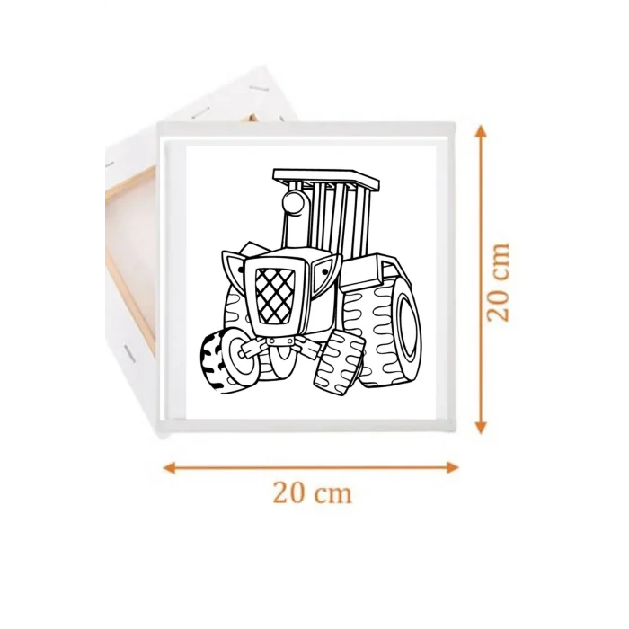 Traktör Tuval Seti | Atölye Etkinlik 20x20 Tuval (6’lı Boya + Fırça Dahil)