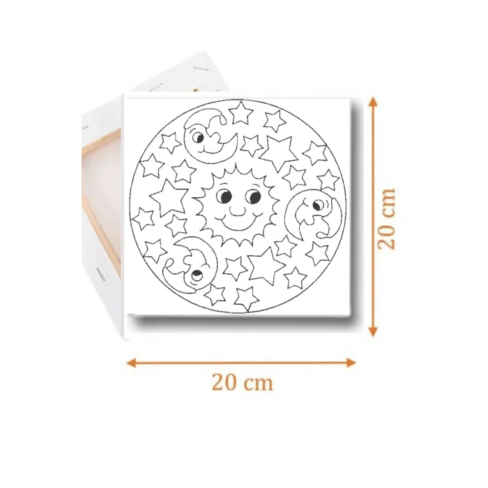 Tuval Boyama Seti – Ay ve Yıldız Temalı 20x20 Tuval (6’lı Boya + Fırça Dahil)