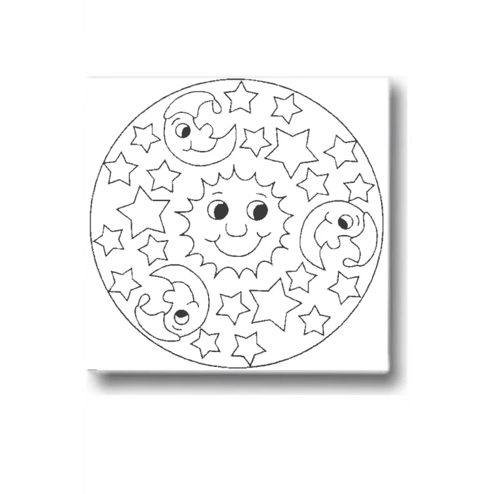 Tuval Boyama Seti – Ay ve Yıldız Temalı 20x20 Tuval (6’lı Boya + Fırça Dahil)